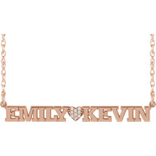 Sterling Silver Couples Nameplate Necklace with Diamonds