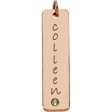 Personalized Engravable Vertical Bar Necklace with Birthstone