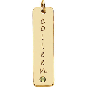 Personalized Engravable Vertical Bar Necklace with Birthstone