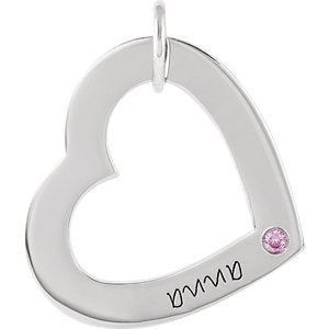 Sterling Silver Engravable Heart Loop Necklace