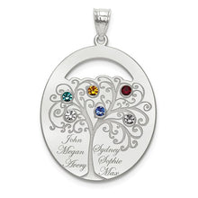 Family Tree Pendant with Names and Birthstones