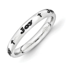 Sterling Silver Stackable Ring with Cross and Name