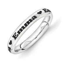 Sterling Silver Stackable Ring with Heart and Names