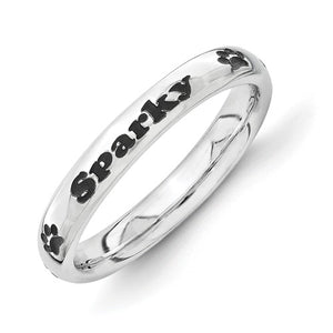 Sterling Silver Stackable Ring with Paw Print and Name