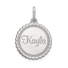Scalloped Round Disc Family Charm with Engraved Name
