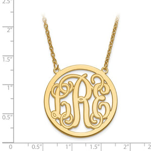 Circle Etched Monogram Necklace 1 1/4 Inch