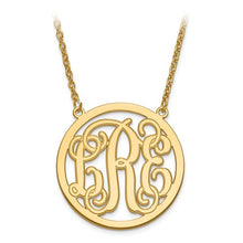 Circle Etched Monogram Necklace 1 1/4 Inch