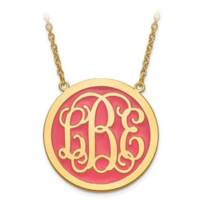 Solid Circle Enameled Monogram Necklace 1 1/4 Inch