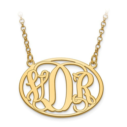 Oval Shaped Monogram Necklace 1 1/4 Inch