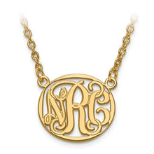 Monogram Necklace Etched Outlined Oval Shaped 3/4 Inch