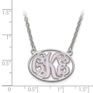 Enameled Oval Shape Monogram Necklace 1 Inch