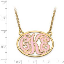 Enameled Oval Shape Monogram Necklace 1 1/4 Inch