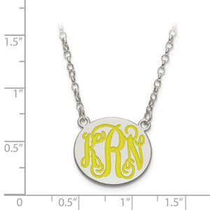 Enameled Etched Monogram Necklace 3/4 Inch