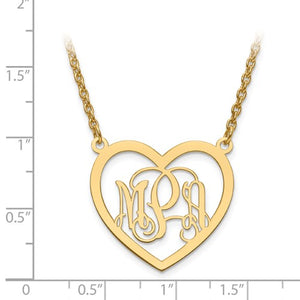 Heart Shape Monogram Necklace 1 Inch