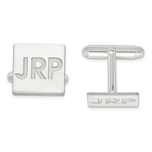 Square Cufflinks with Recessed Letters