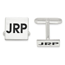 Square Cufflinks with Enameled Letters