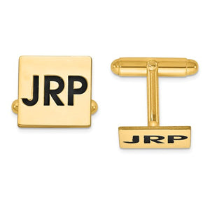 Square Cufflinks with Enameled Letters