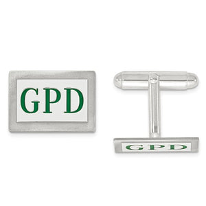 Rectangle Cufflinks with Enameled Letters