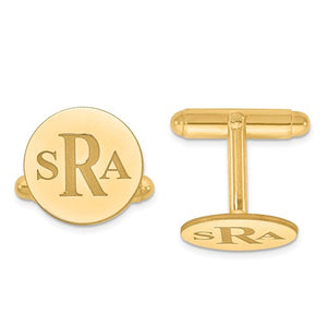 Circle Cufflinks with Recessed Monogram Letters