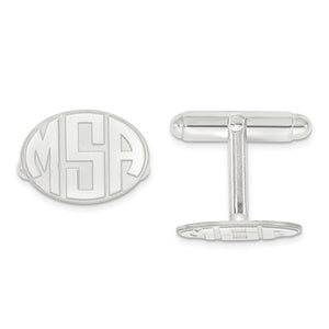 Oval Shaped Cufflinks with Raised Monogram Letters