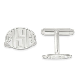 Oval Shaped Cufflinks with Recessed Monogram Letters