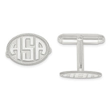 Oval Shaped Cufflinks with Etched Monogram Letters