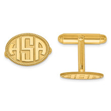 Oval Shaped Cufflinks with Etched Monogram Letters