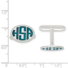 Oval Shaped Cufflinks with Enameled Monogram Letters