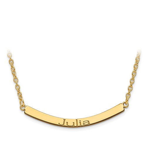 Engraved Curved Bar Necklace