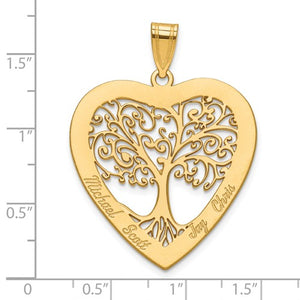 Family Tree Heart Pendant With Engraving