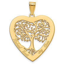 Family Tree Heart Pendant With Engraving