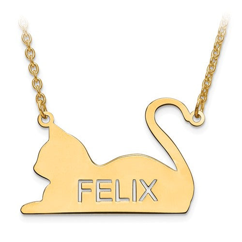 Cat Pendant With Cut Out Name For Your Pet