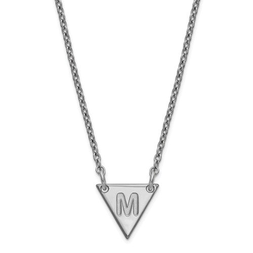 Mini Triangle Engraved Initial Necklace with Chain