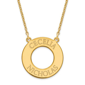 Open Circle Engraved Name Necklace