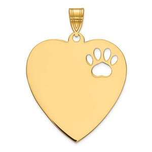 Paw Print Heart Charm For Your Pet 1 1/4 Inch