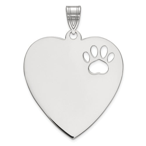 Paw Print Heart Charm For Your Pet 1 1/4 Inch