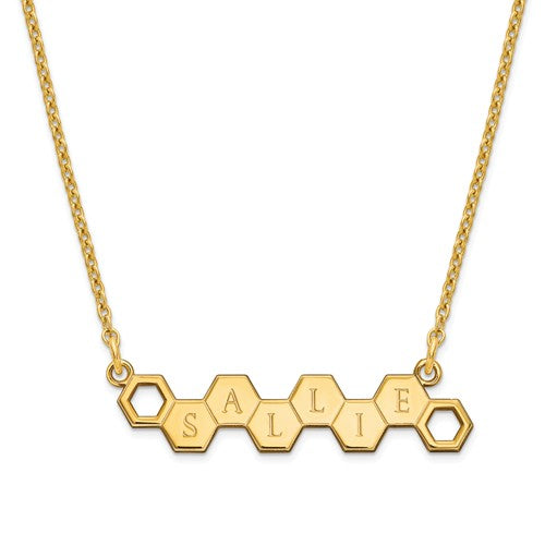 Hexagon Shaped Engraved Name Necklace