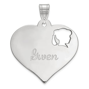 Heart Shape Family Charm with Girl Cut Out
